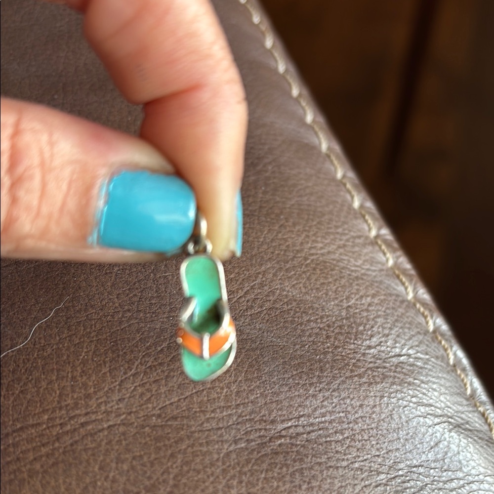 James Avery Silver and Green Flip-Flop Charm
